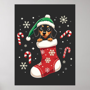 Beagle Dog Wearing Santa Hat Christmas Lovers Poster