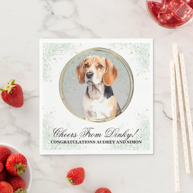 Beagle Dog Wedding Napkins with Photo (Insitu)