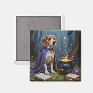 Beagle Dog Whimsical Halloween Painting Magnet