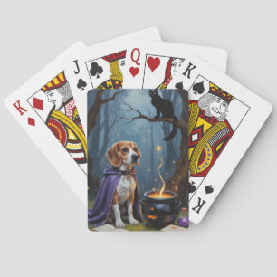 Beagle Dog Whimsical Halloween Painting Playing Cards