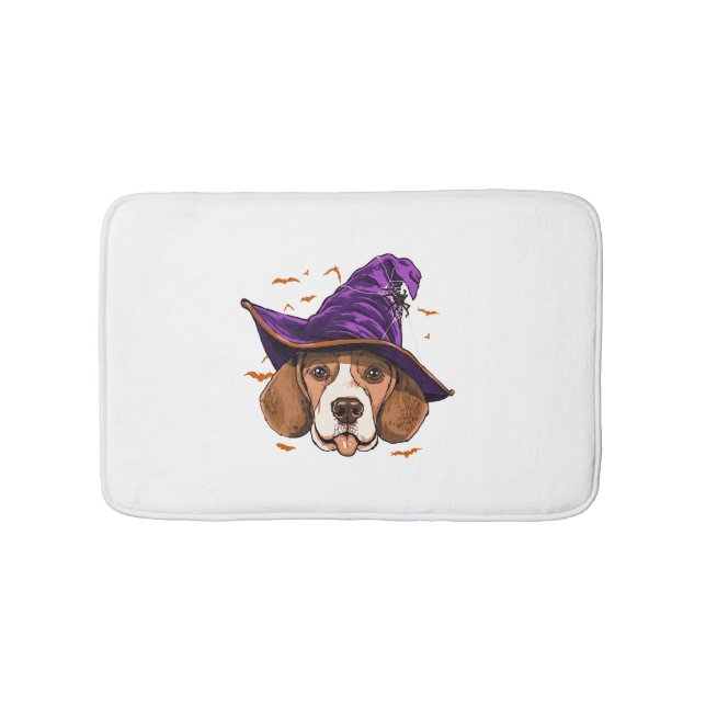 Beagle Dog Witch Funny Halloween Dog Lover Bath Mat (Front)