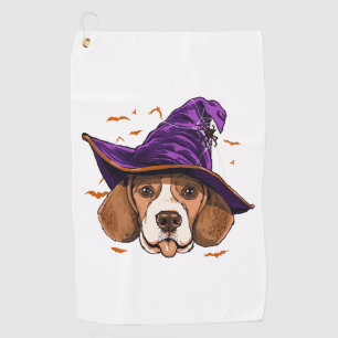 Beagle Dog Witch Funny Halloween Dog Lover Golf Towel