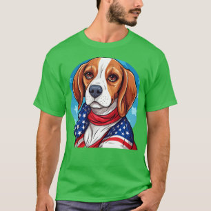 Beagle Dog with a US for 4th of July T-Shirt