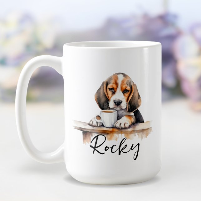 Beagle dog with coffee mug, dog with attitude mug (Creator Uploaded)