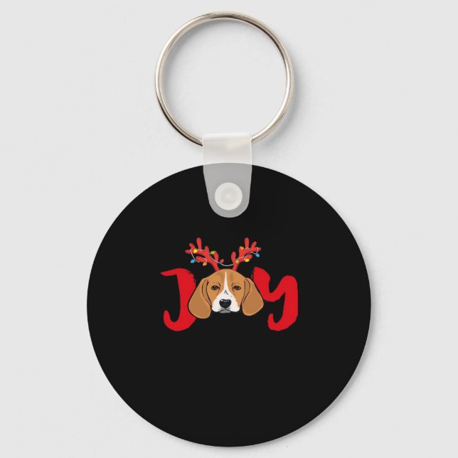 Beagle Dog Xmas Christmas Reindeer Antlers Light E Key Ring (Front)
