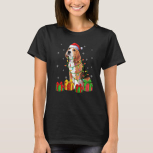 Beagle Dog Xmas Lighting Santa Hat Beagle Christma T-Shirt
