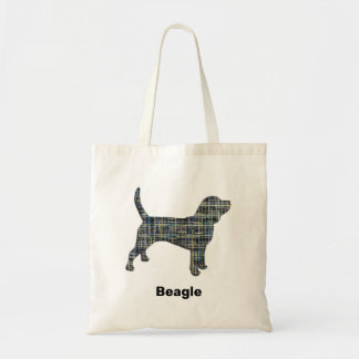 Beagle Dog Yellow & Black Grid Line Tote Bag