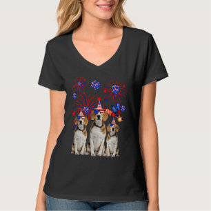Beagle Dogs American Flag  Happy 4th of July T-Shirt