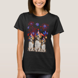 Beagle Dogs American Flag Happy 4th of July T-Shirt