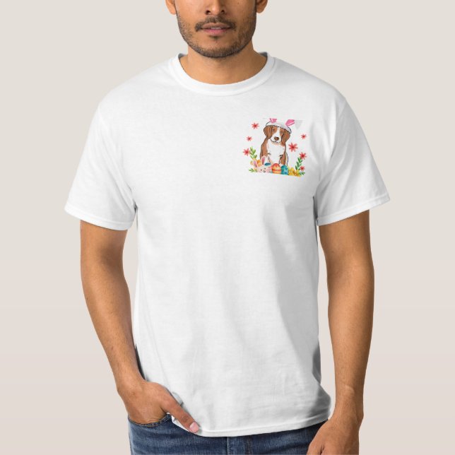 Beagle Dogs Bunny Easter Egg Hunt T-Shirt (Front)