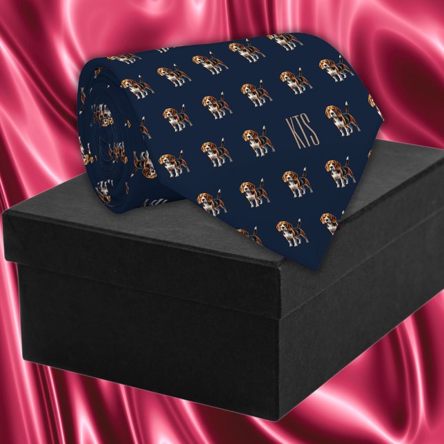 Beagle Dogs Pattern Monogrammed Veterinarian Tie (Beagle Dogs Pattern Monogrammed Veterinarian Neck Tie)