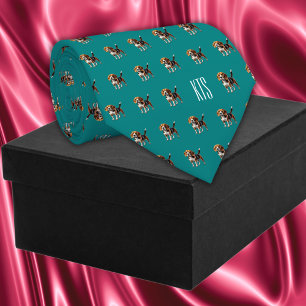 Beagle Dogs Pattern Monogrammed Veterinarian Tie