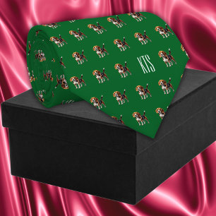 Beagle Dogs Pattern Monogrammed Veterinarian Tie