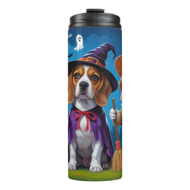 Beagle Dogs Pumpkin Halloween Funny Thermal Tumbler (Front)