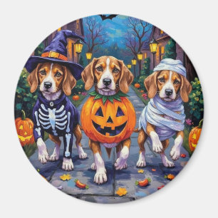 Beagle Dogs Trick-or-Treating in Halloween Costume Magnet