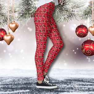 Beagle Dogs wearing Santa Hats Christmas Leggings