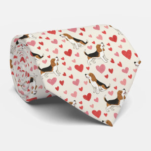 Beagle Dogs with Hearts Pattern Tie
