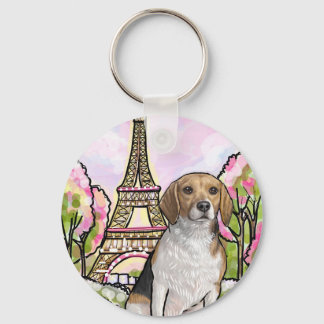 beagle eiffel tower paris key ring