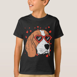 Beagle Face Heart Glasses Cute Valentines Day Dog T-Shirt