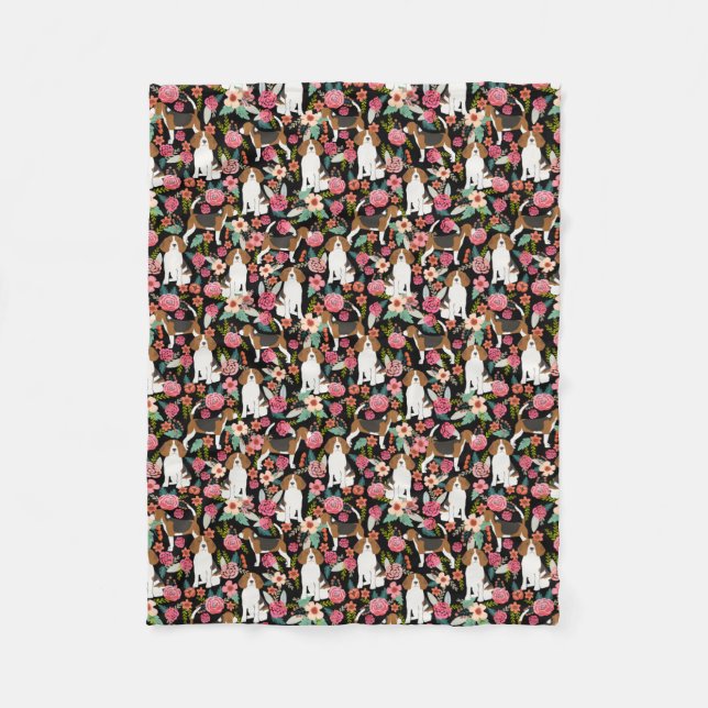 Beagle Floral Design beagle flowers dog design Fleece Blanket (Front)