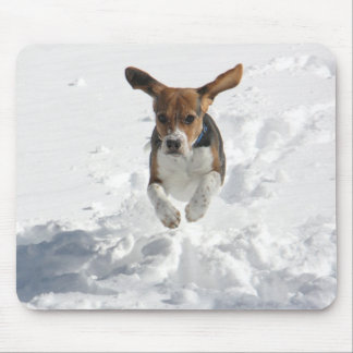 Beagle Flying in the Snow Mouse Pad