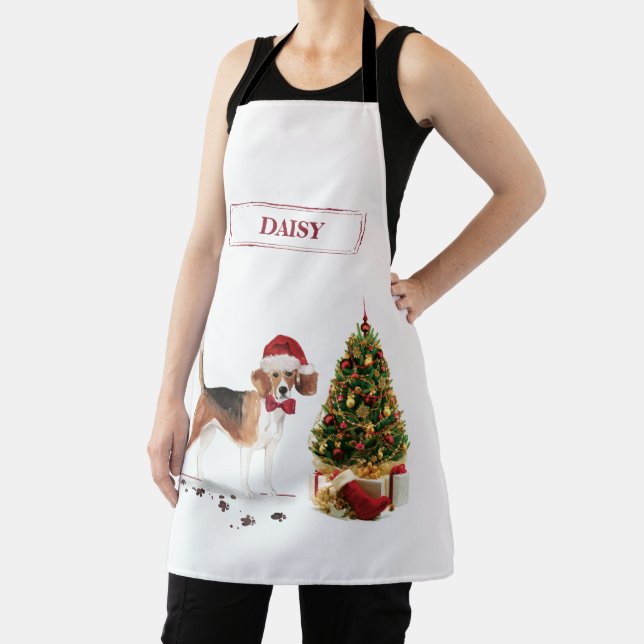 Beagle Funny Christmas Dog with Tree Apron (Insitu)