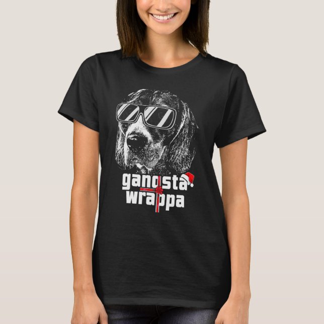 Beagle Gangsta Wrapper Christmas T-Shirt (Front)