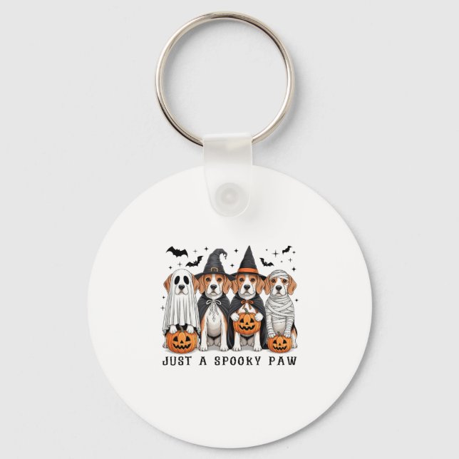 Beagle Ghost Cute Dog Halloween Thanksgiving  Key Ring (Front)