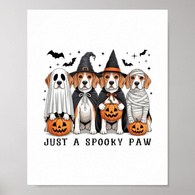 Beagle Ghost Cute Dog Halloween Thanksgiving  Poster (Front)