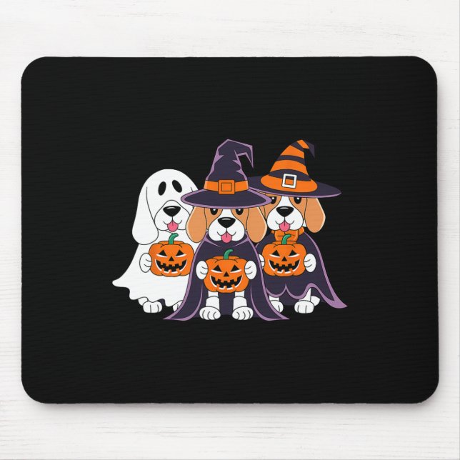 Beagle Ghost Pumpkin Halloween Design For Dog Love Mouse Pad (Front)