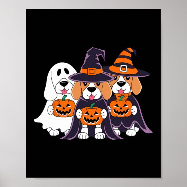 Beagle Ghost Pumpkin Halloween Design For Dog Love Poster (Front)