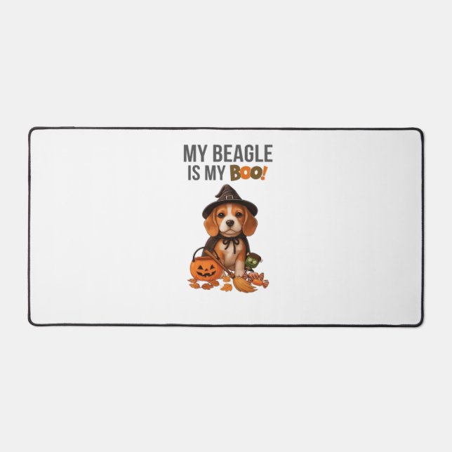 Beagle Halloween Costume  My Beagle is My Boo Dog  Desk Mat (Front)