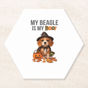 Beagle Halloween Costume  My Beagle is My Boo Dog  Paper Coaster