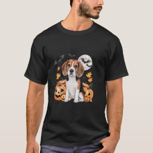 Beagle Halloween Cute Dog with Pumpkins and Bats T T-Shirt