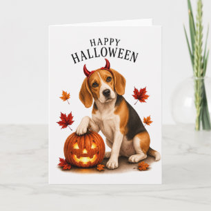 Beagle Halloween Devil Dog Card