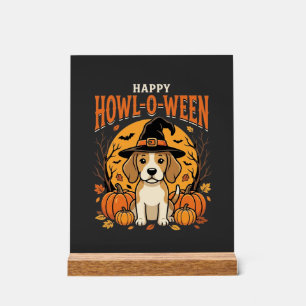 Beagle Halloween Howl-O-Ween Dog Pumpkin Design_1 Acrylic Sign