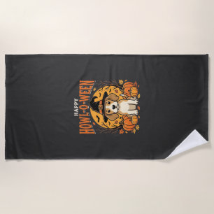 Beagle Halloween Howl-O-Ween Dog Pumpkin Design_1 Beach Towel