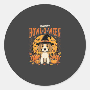 Beagle Halloween Howl-O-Ween Dog Pumpkin Design_1 Classic Round Sticker