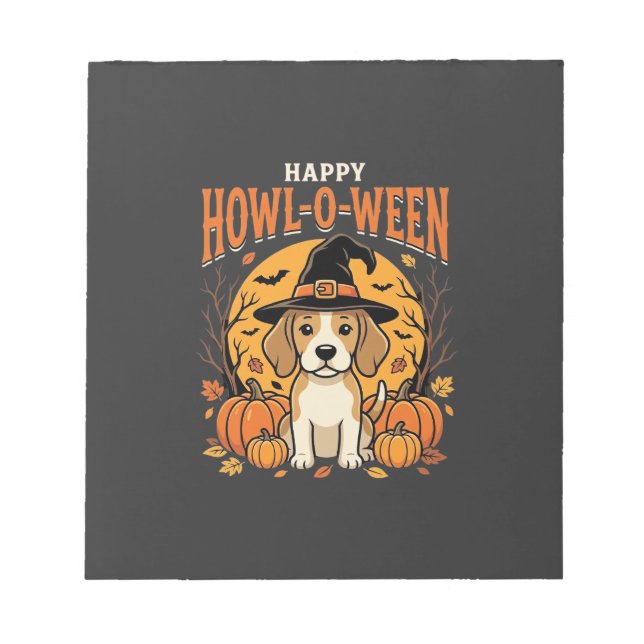 Beagle Halloween Howl-O-Ween Dog Pumpkin Design_1 Notepad (Front)