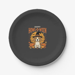 Beagle Halloween Howl-O-Ween Dog Pumpkin Design_1 Paper Plate