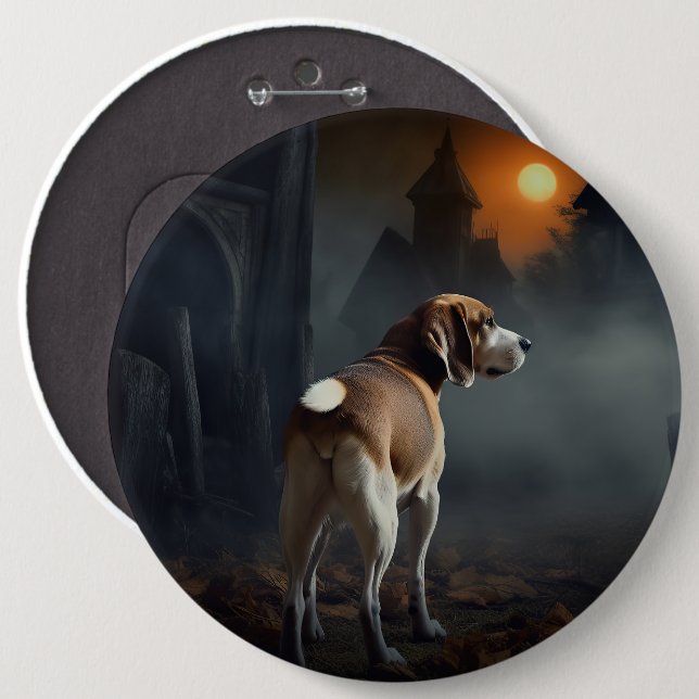 Beagle Halloween Scary  6 Cm Round Badge (Front & Back)