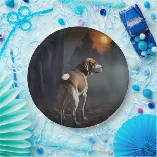 Beagle Halloween Scary Paper Plate