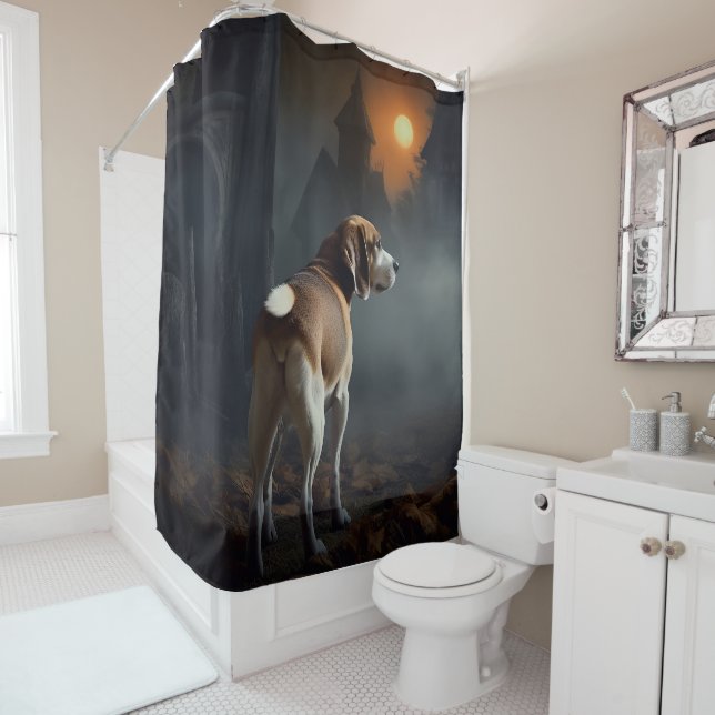 Beagle Halloween Scary  Shower Curtain (In Situ)