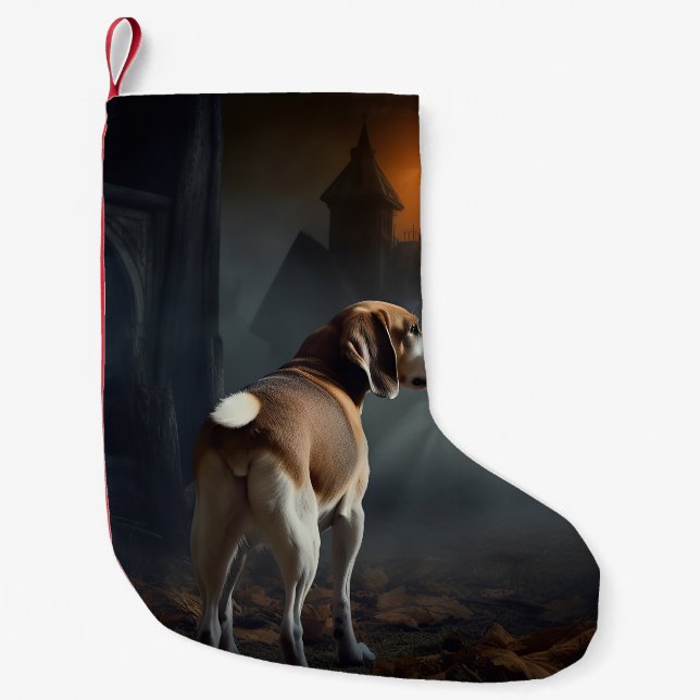 Beagle Halloween Scary  Small Christmas Stocking (Front)