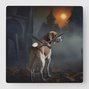 Beagle Halloween Scary  Square Wall Clock