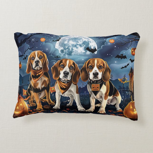 Beagle Halloween Spooky Decorative Cushion (Back)