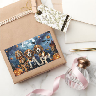 Beagle Halloween Spooky Rectangular Sticker