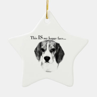 Beagle Happy Face; Happy Beagle; Grumpy Beagle Ceramic Tree Decoration