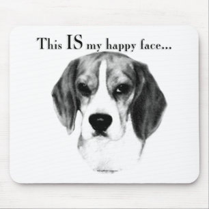 Beagle Happy Face; Happy Beagle; Grumpy Beagle Mouse Pad