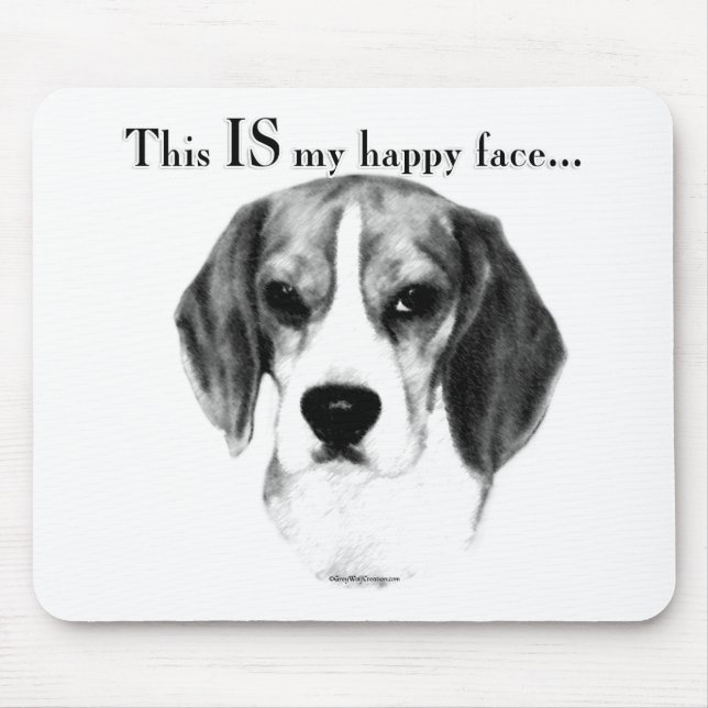 Beagle Happy Face; Happy Beagle; Grumpy Beagle Mouse Pad (Front)